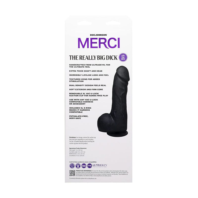 Doc Johnson Dongs & Dildos Doc Johnson Merci The Really Big Dick Black Dildo