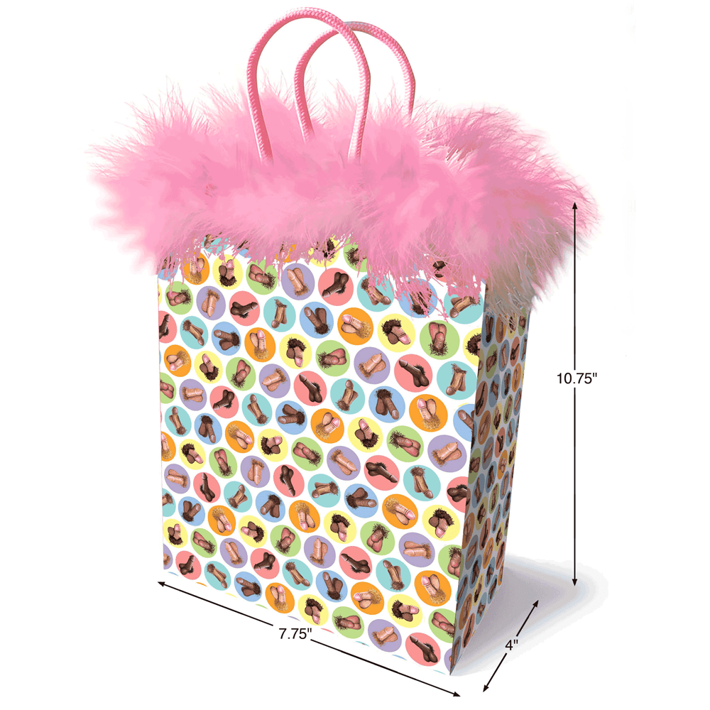 Little Genie Productions Dirty Penis Gift Bag with pink feathers