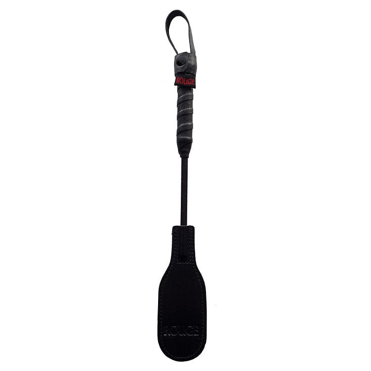 Rouge Riding Crops & Whips Black Rouge Mini Leather Oval Paddle Crop 10"