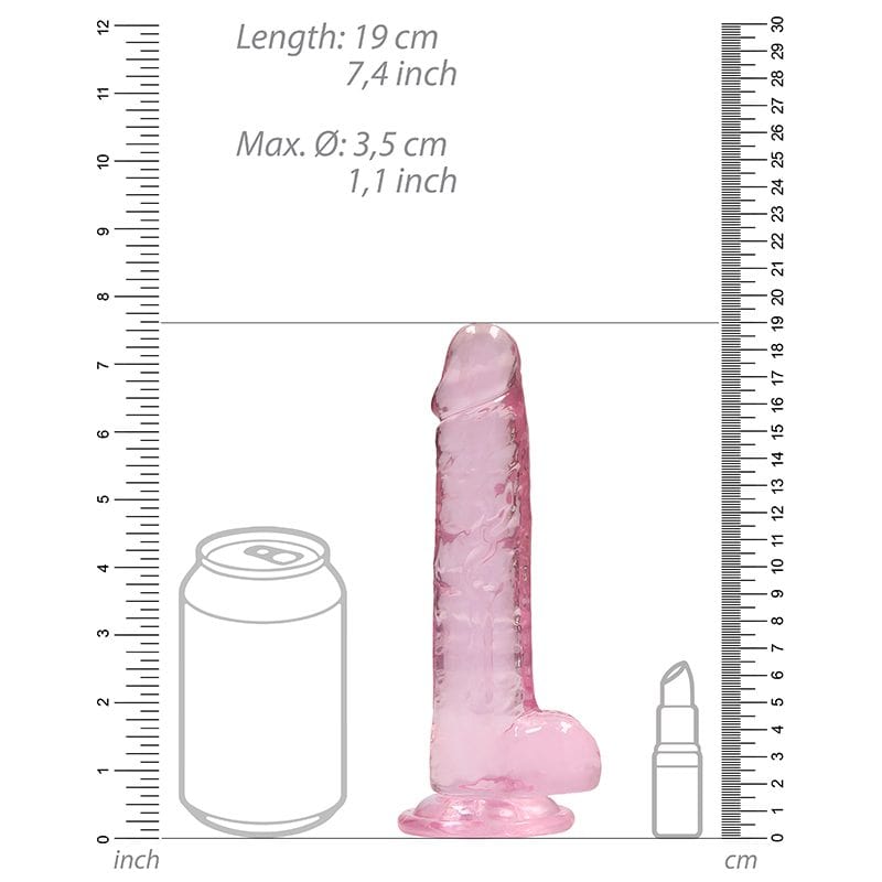 Shots Shots RealRock 7″ Realistic Crystal Clear Dildo with Balls