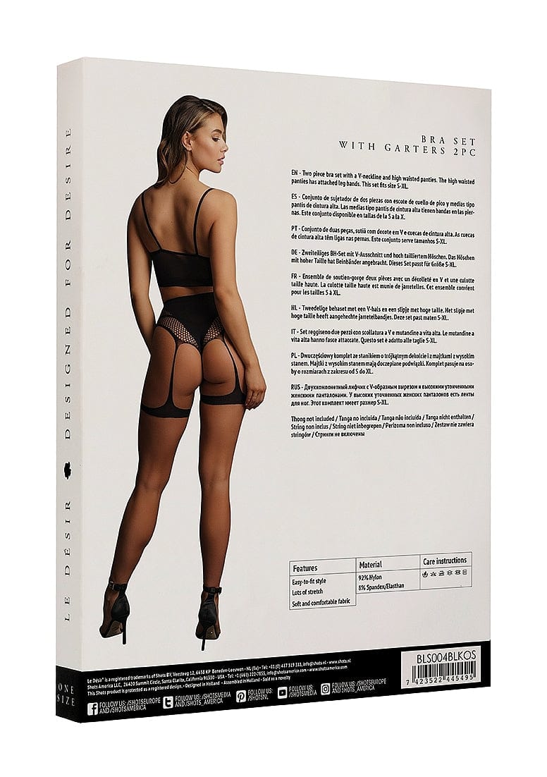 Shots Shots Le Désir Bliss 2 Piece Black Bra Set with Garters