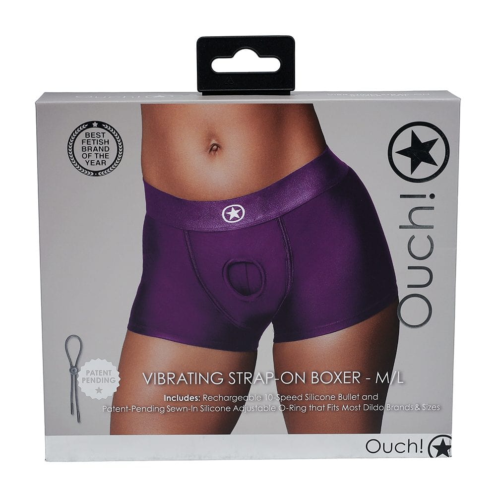 Shots Purple Shots Ouch! Vibrating Strap-On Boxer