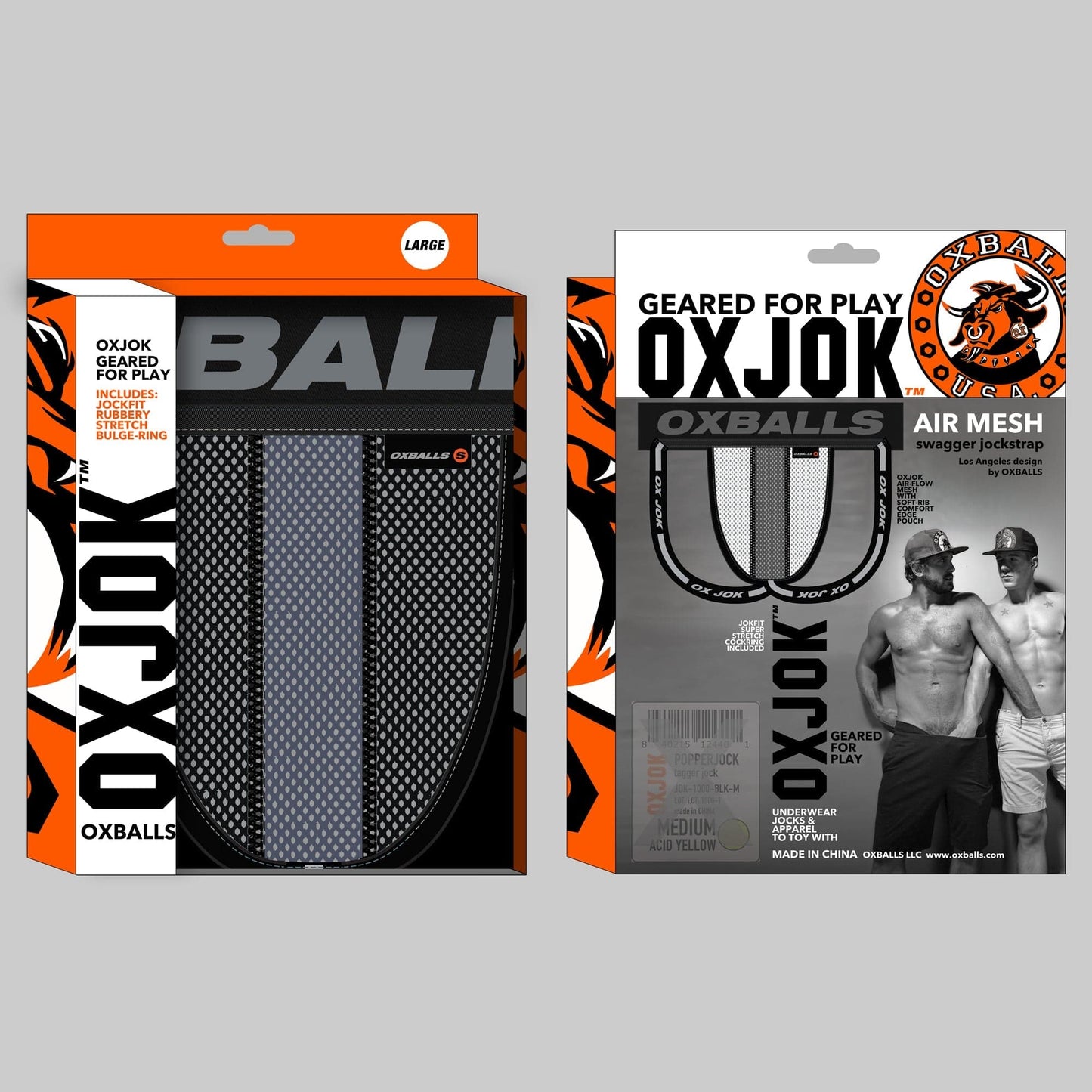 OXBALLS AIRMESH swagger jockstrap, TAR BLACK, LARGE