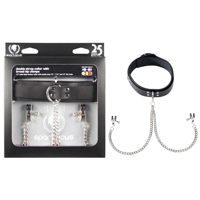 Spartacus Bondage & Fetish Spartacus Collar With Attached Nipple Clamps