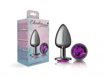Viben Anal Toys Large Cheeky Charms Gunmetal Grey Purple Gem Butt Plug