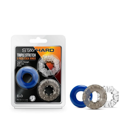 Blush Stay Hard Triple Stretch 3 Pack CockRing