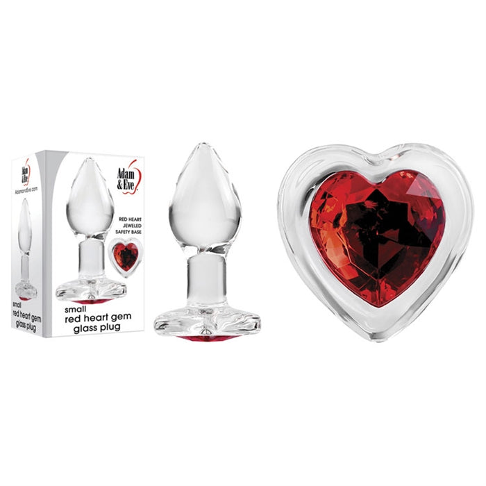 Adam & Eve Red Heart Gem Glass Anal Plug - XOXTOYS