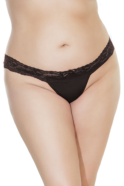 Coquette Scallop Lace Black Thong - XOXTOYS