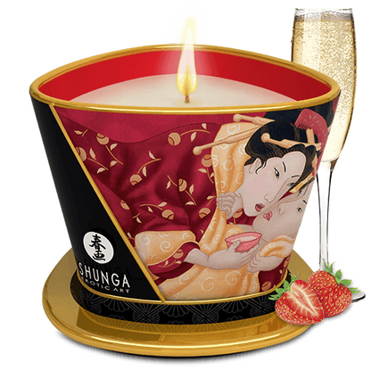 Shunga Sensual Massage Candle Sparkling Strawberry Wine - XOXTOYS