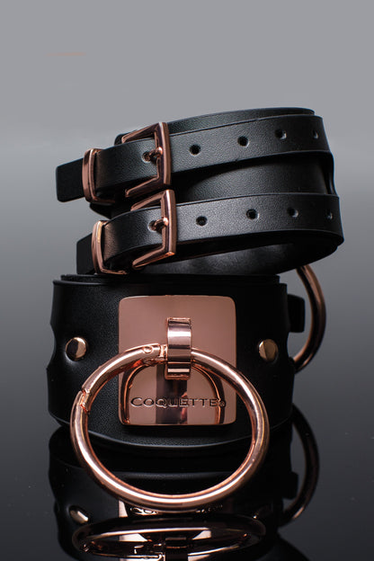 Coquette Vegan Leather Black Handcuffs - XOXTOYS