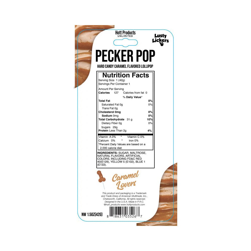 Hott Products Lusty Lickers Pecker Pop - Caramel