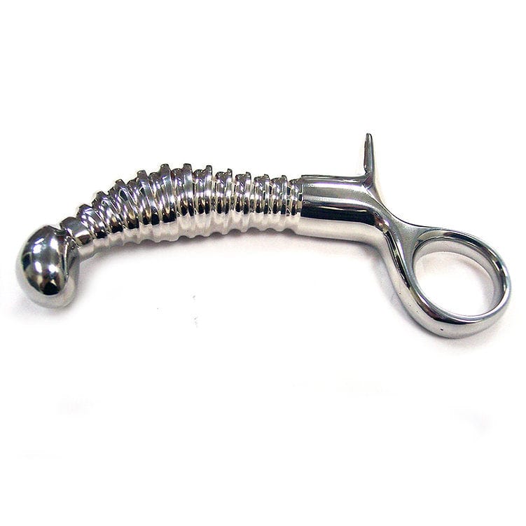 Rouge Anal Stainless Steel Ribbed Anal Plug with Handle