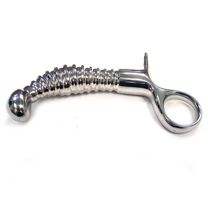 Rouge Anal Stainless Steel Ribbed Anal Plug with Handle