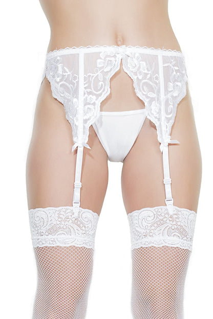 Coquette GARTER BELT Coquette White French Lace Garter Belt