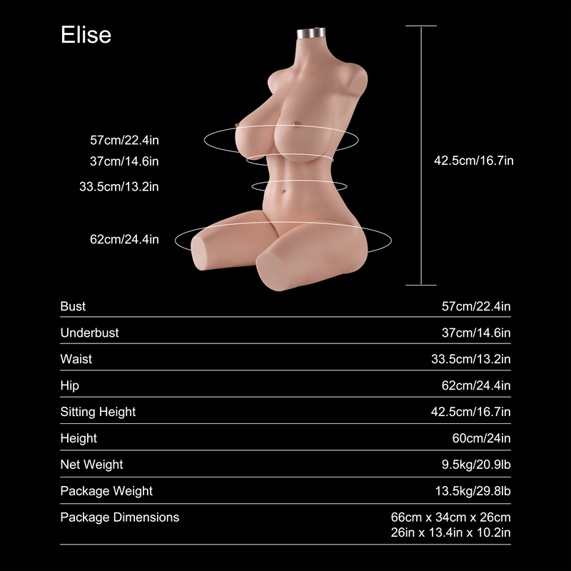 Dripana sex doll Dripana Elise 60cm E-Cup Sex Torso Fair
