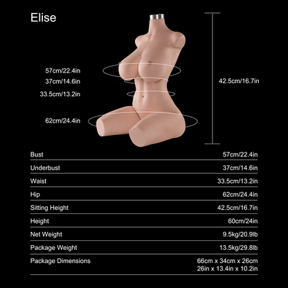 Dripana sex doll Dripana Elise 60cm E-Cup Sex Torso Fair