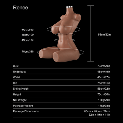 Dripana sex doll Dripana Renee 75cm G-Cup Sex Torso Tan