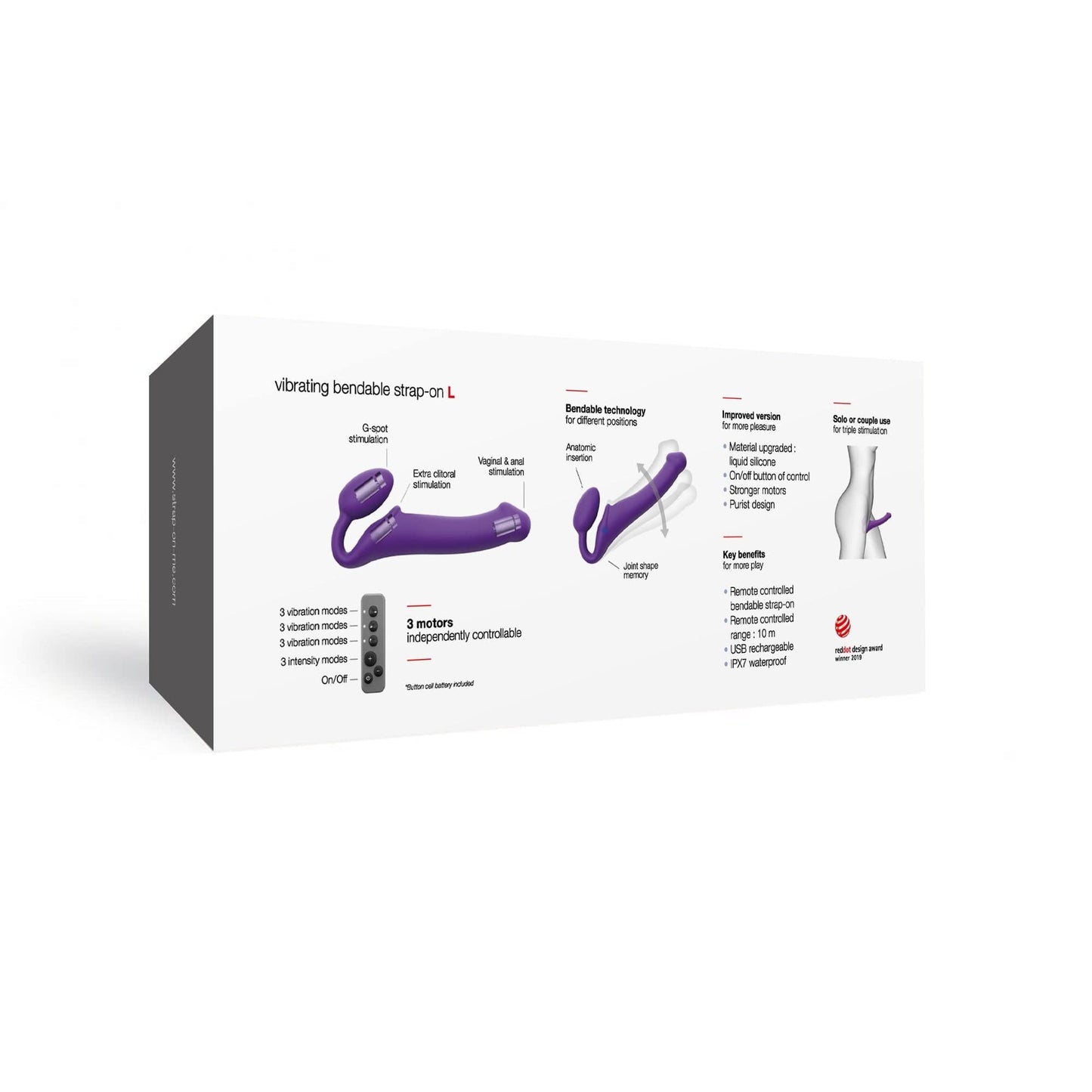 STRAP-ON-ME Strapless Strap-On VIBRATING BENDABLE STRAP-ON - L - PURPLE