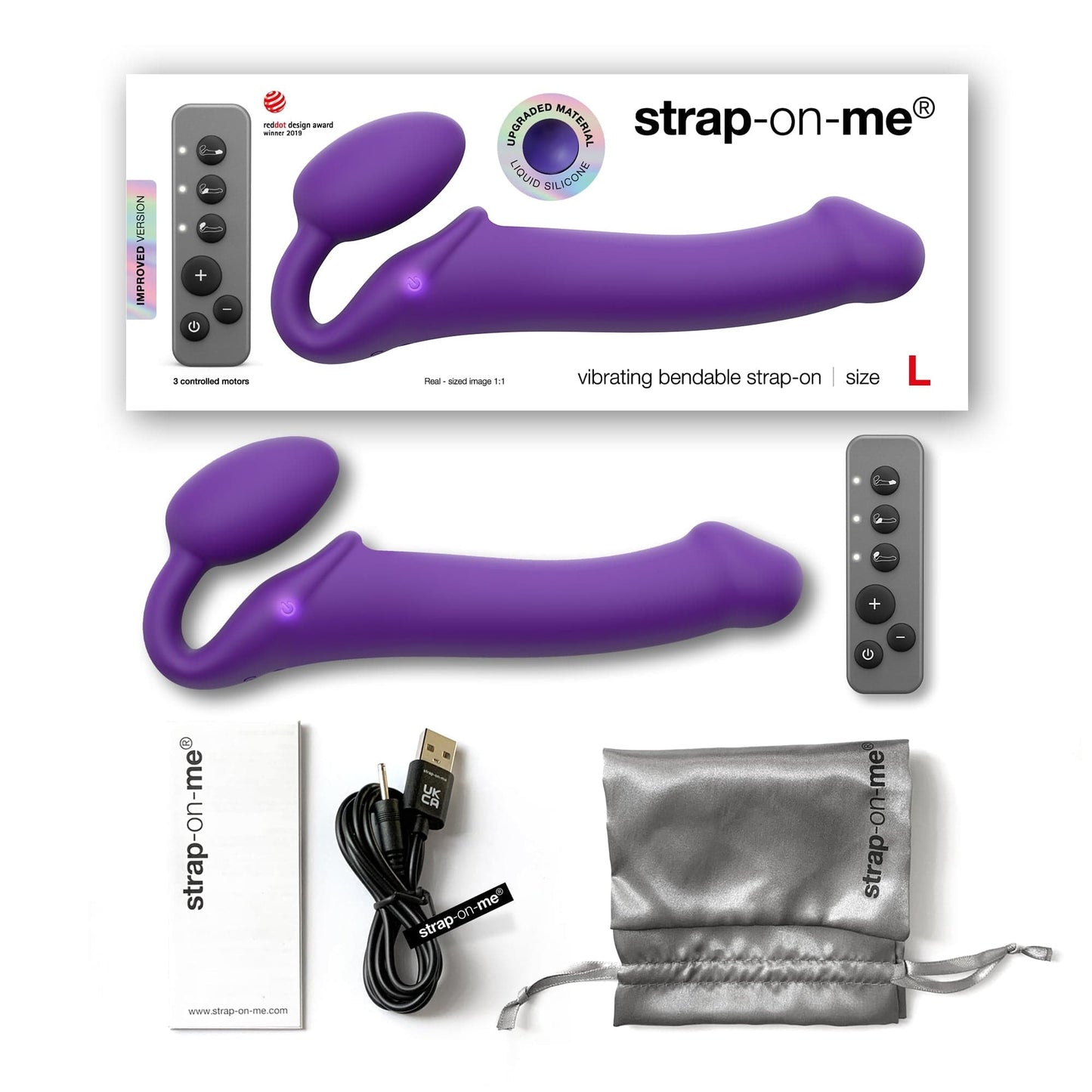 STRAP-ON-ME Strapless Strap-On VIBRATING BENDABLE STRAP-ON - L - PURPLE