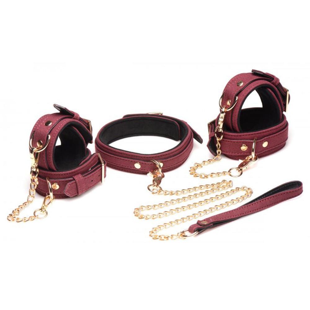 XR LLC 6 Piece Velvet Bondage Set - Burgundy