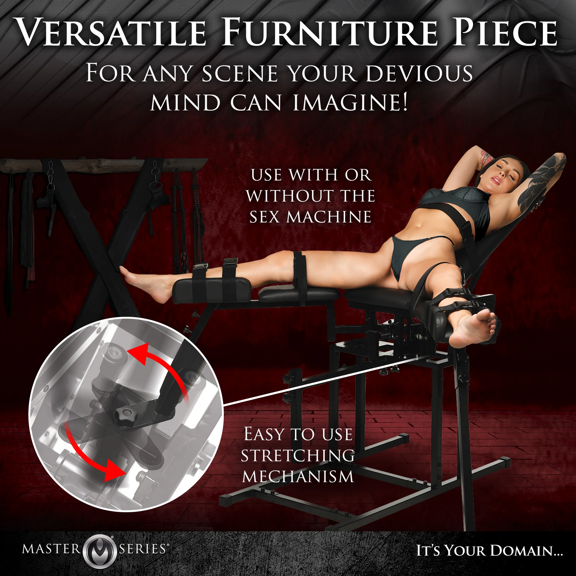 Master Series Leg Spreader Obedience Chair With Sex Machine - XOXTOYS