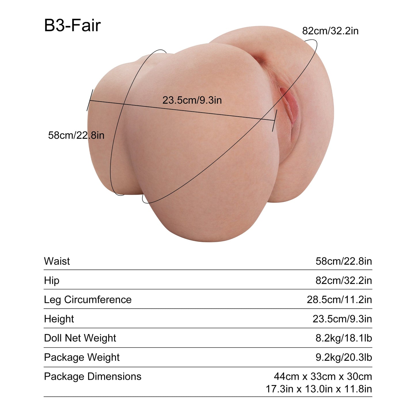 Dripana sex doll Dripana Rosaline 8.2kg Big Butt Torso Fair