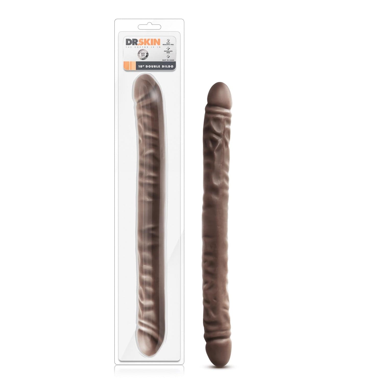 Blush Dr Skin 18" Double Dildo - Chocolate