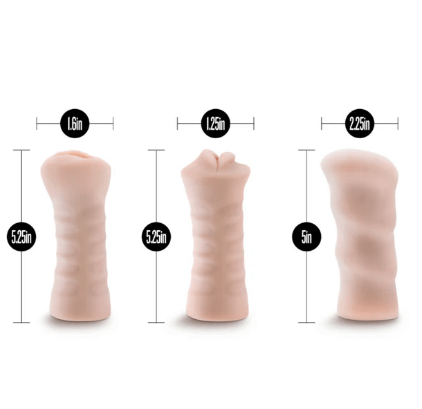 Blush Pleasure Kits Blush M for Men 3-Pack Self Lubricating Vibrating Stroker Sleeve Kit