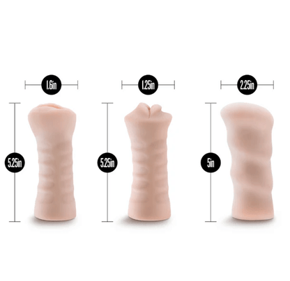 Blush Pleasure Kits Blush M for Men 3-Pack Self Lubricating Vibrating Stroker Sleeve Kit