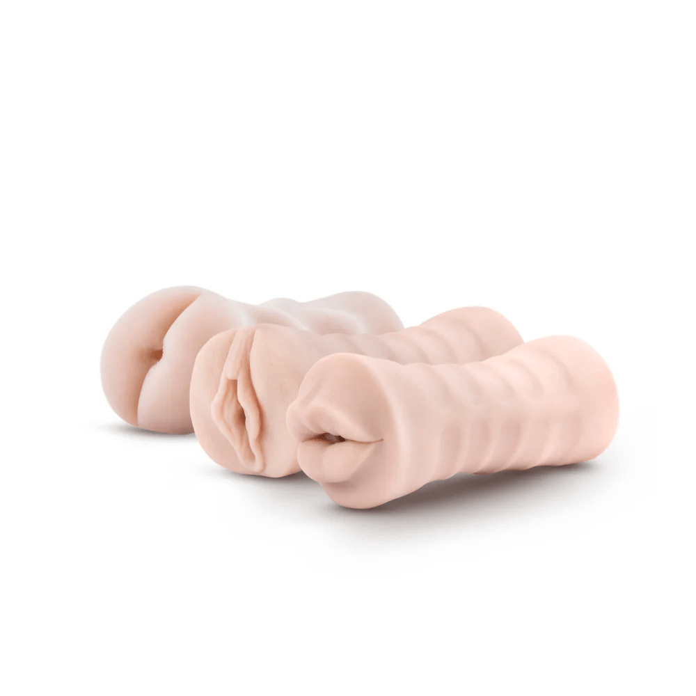 Blush Pleasure Kits Blush M for Men 3-Pack Self Lubricating Vibrating Stroker Sleeve Kit