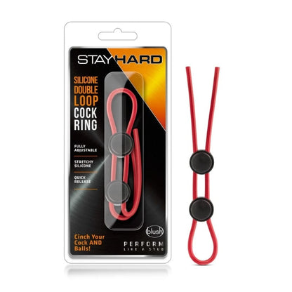 Blush Cock Rings Red Blush Stay Hard Silicone Double Loop Cock Ring