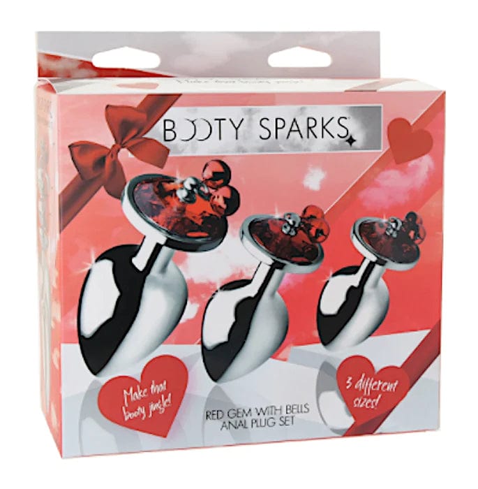 Booty Sparks Red Gem Anal Plug Set with Jingle Bells - XOXTOYS