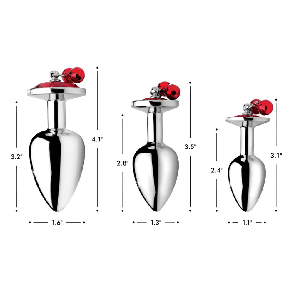 Booty Sparks Anal Toys Booty Sparks Red Gem Anal Plug Set with Jingle Bells