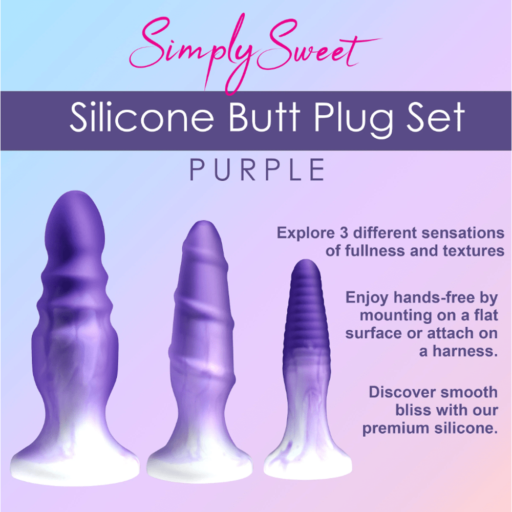XR LLC 3 piece Silicone Butt Plug Set - Purple