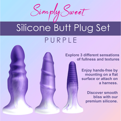 XR LLC 3 piece Silicone Butt Plug Set - Purple