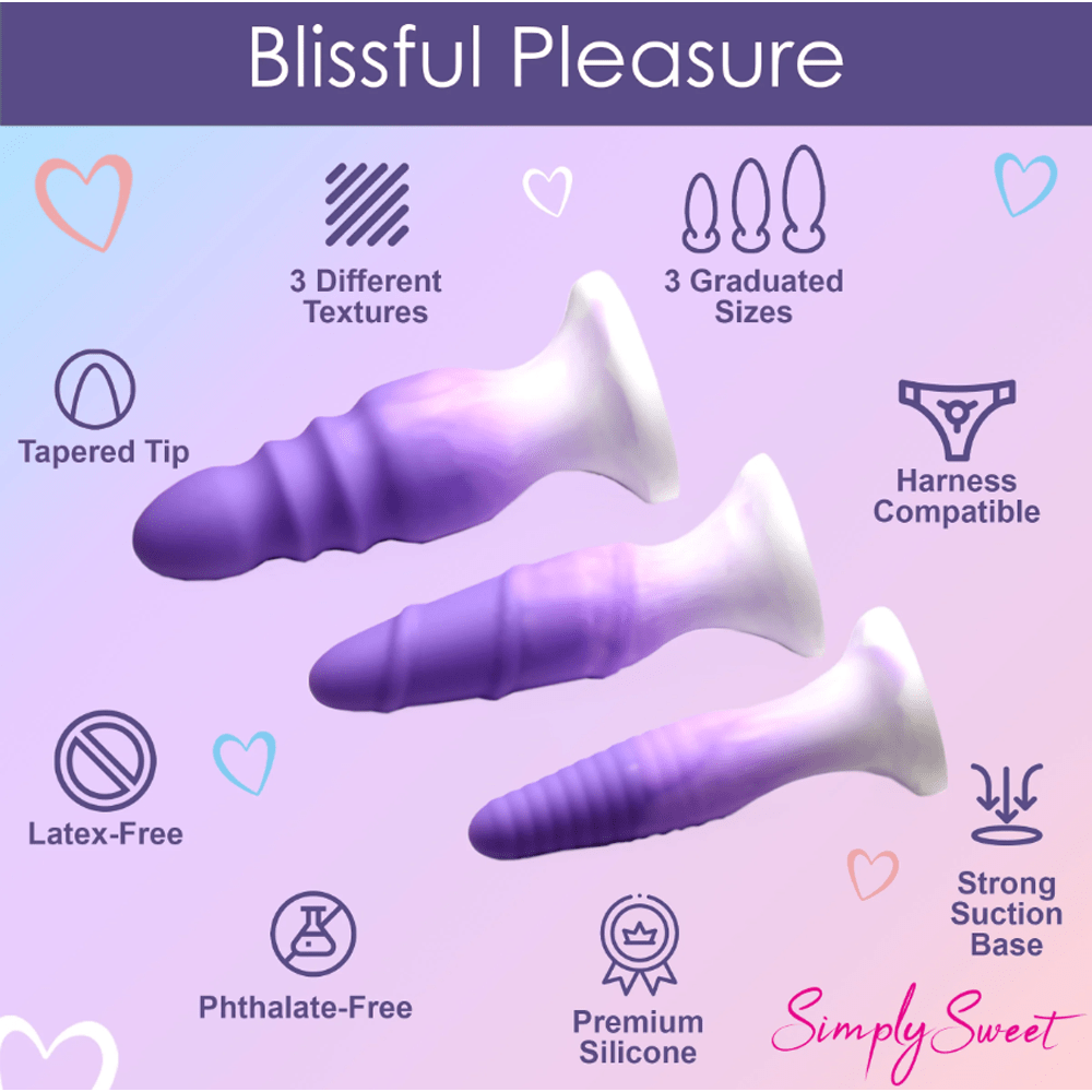 XR LLC 3 piece Silicone Butt Plug Set - Purple