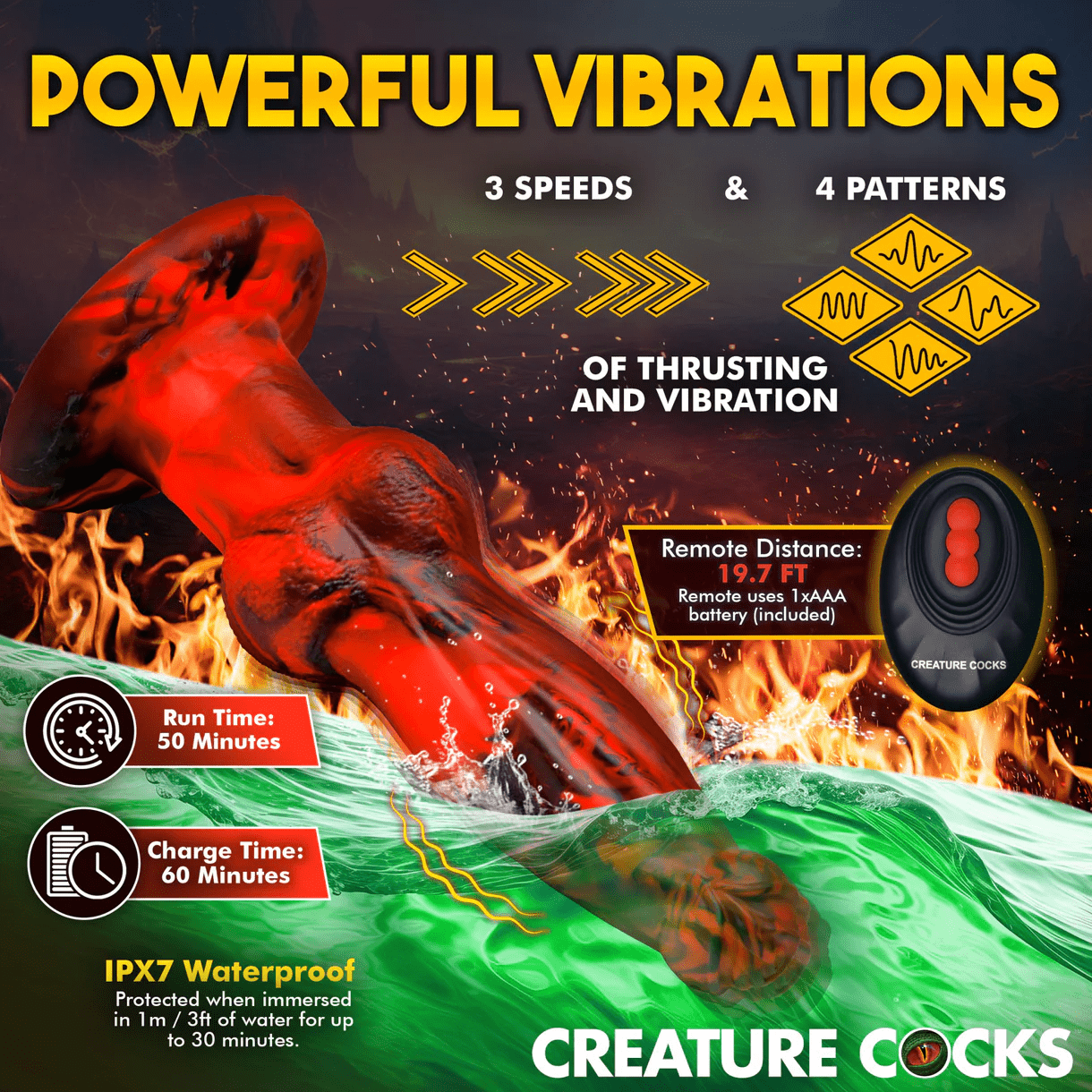 Creature Cocks Dildo Creature Cocks Hell Wolf Thrusting & Vibrating Silicone Dildo