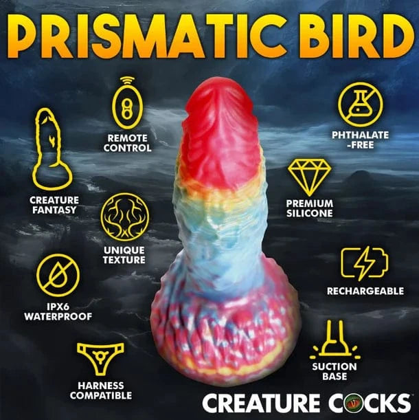 Creature Cocks Creature Cocks Rainbow Phoenix Vibrating Silicone Dildo