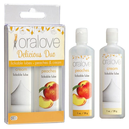 Doc Johnson Flavored Lubes Doc Johnson Oralove Delicious Duo Peaches & Cream Lickable Lube