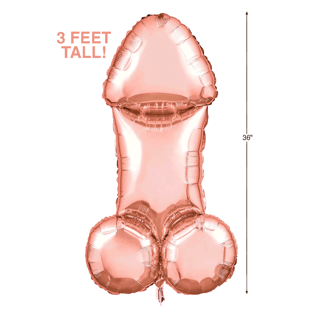 Little Genie Productions Glitterati 3' Penis Rose Mylar Balloon