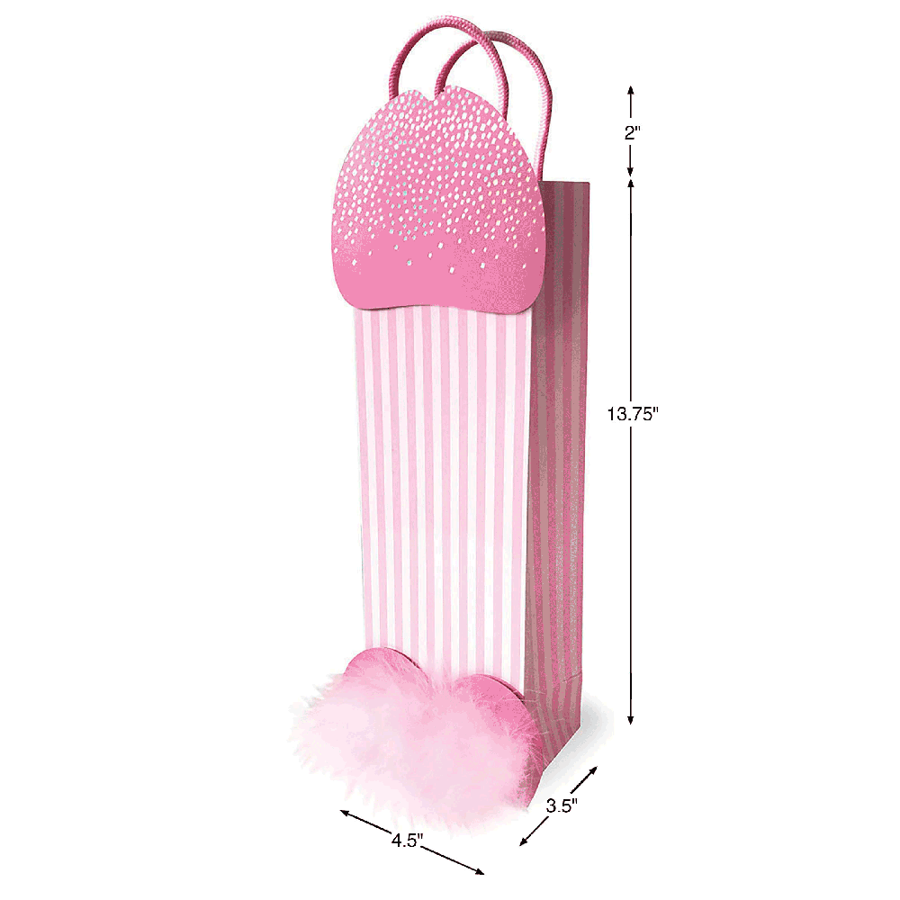 Little Genie Productions Pink Penis Gift Bag with feather balls