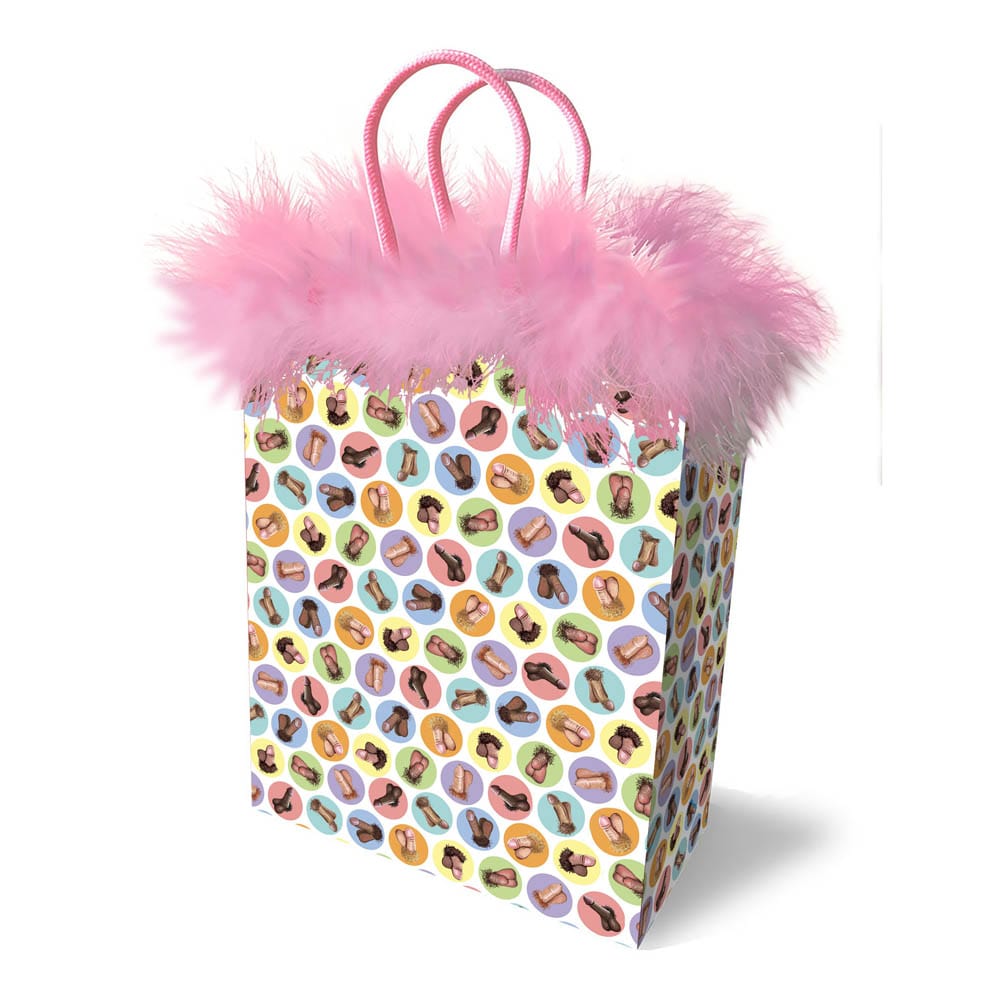Little Genie Productions Dirty Penis Gift Bag with pink feathers
