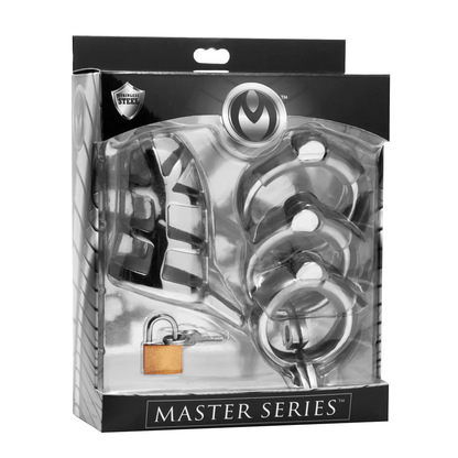 Master Series Chastity Device Master Series Detained Stainless Steel Chastity Cock Cage