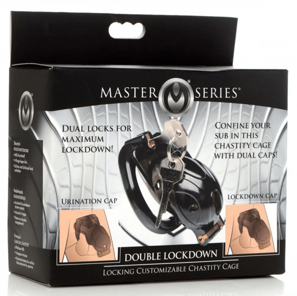 Master Series Chastity Device Master Series Double Lockdown Locking Customizable Chastity Cage