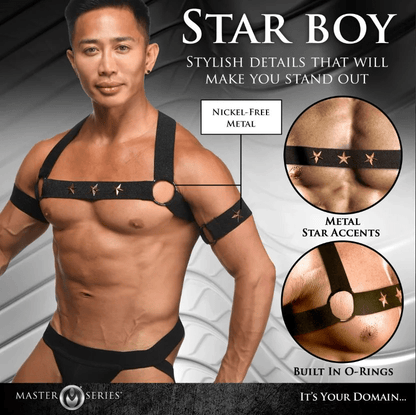 Master Series Harness Master Series Rave Harness Elastic Chest Harness with Arm Bands