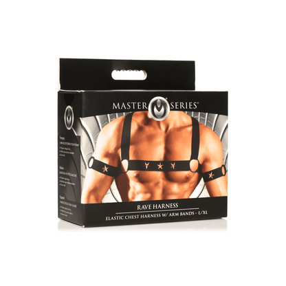 Master Series Harness Large/XL Master Series Rave Harness Elastic Chest Harness with Arm Bands