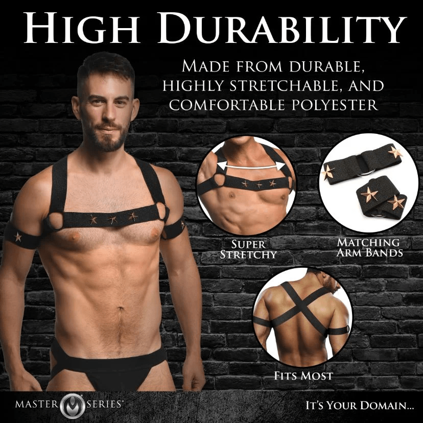 Master Series Harness Master Series Rave Harness Elastic Chest Harness with Arm Bands