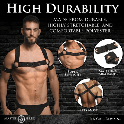 Master Series Harness Master Series Rave Harness Elastic Chest Harness with Arm Bands