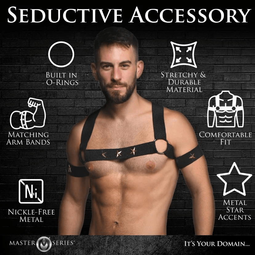 Master Series Harness Master Series Rave Harness Elastic Chest Harness with Arm Bands