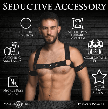 Master Series Harness Master Series Rave Harness Elastic Chest Harness with Arm Bands